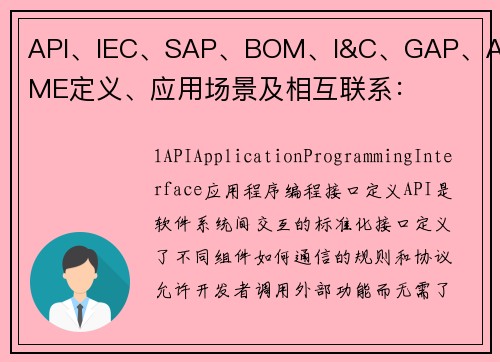 API、IEC、SAP、BOM、I&C、GAP、ASME定义、应用场景及相互联系：