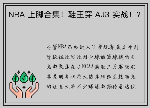 NBA 上脚合集！鞋王穿 AJ3 实战！？